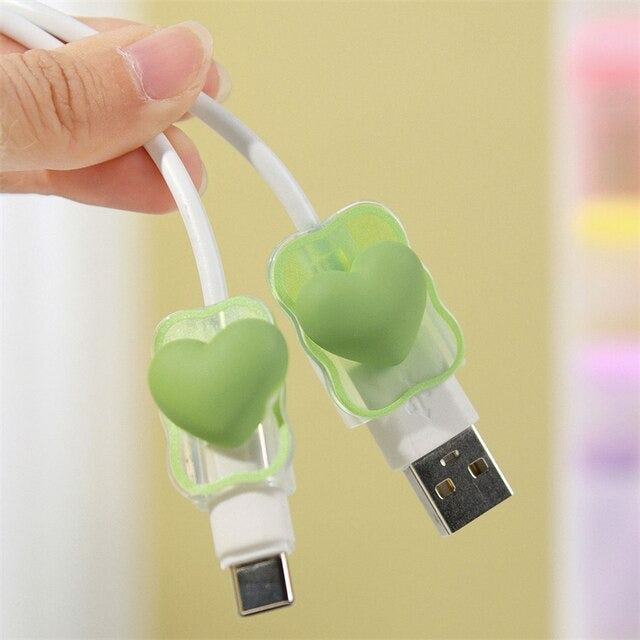 Love Heart Transparent Cable Protector and Adapter Case For iPhone Charger