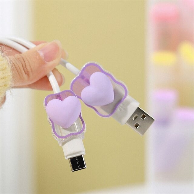 Love Heart Transparent Cable Protector and Adapter Case For iPhone Charger