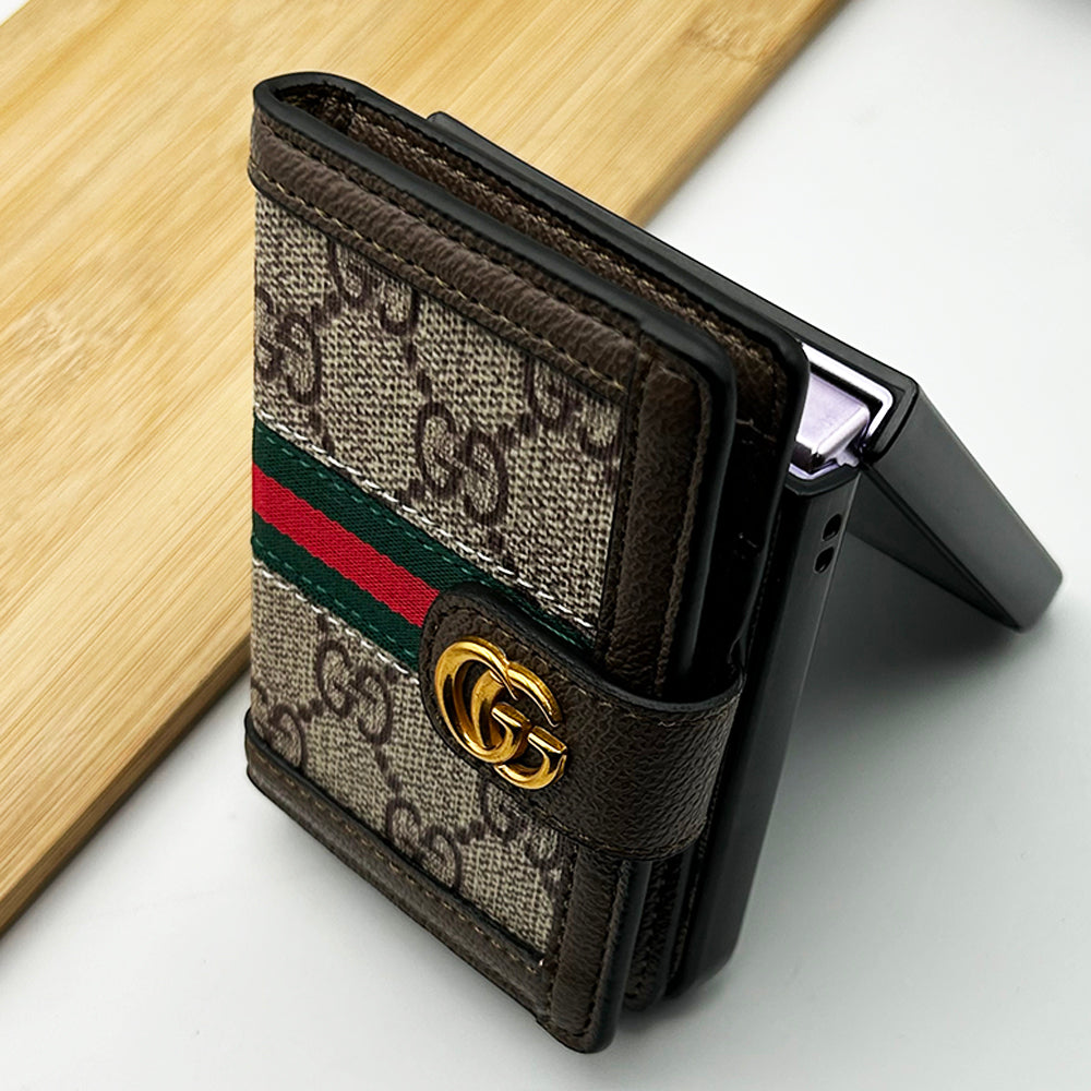 Samsung Galaxy Z Flip 5 Luxury Brand GG Wallet Case Cover