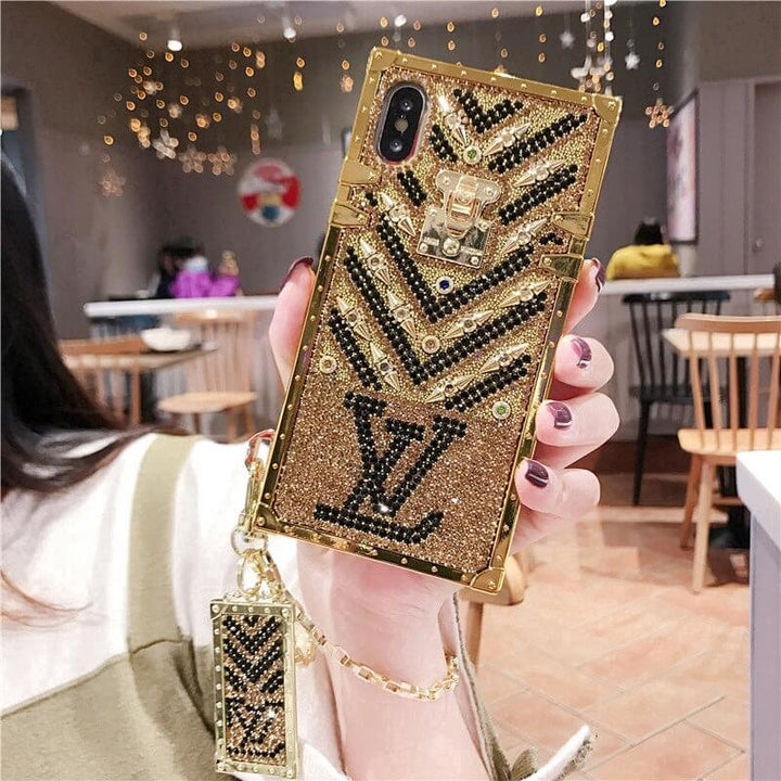 iPhone Luxury Diamond Bling Golden Trunk Phone Case freeshipping - Frato