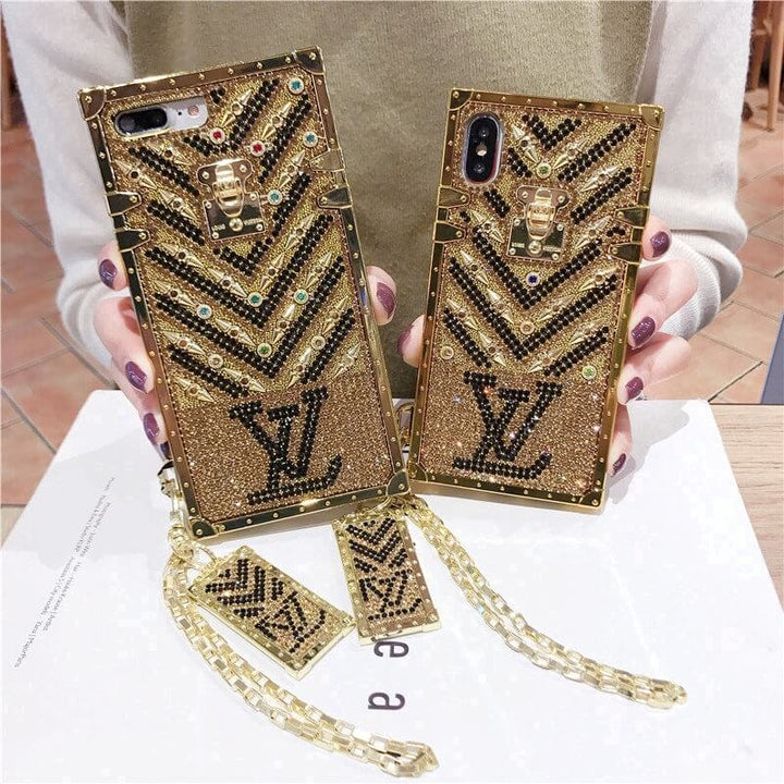 iPhone Luxury Diamond Bling Golden Trunk Phone Case freeshipping - Frato