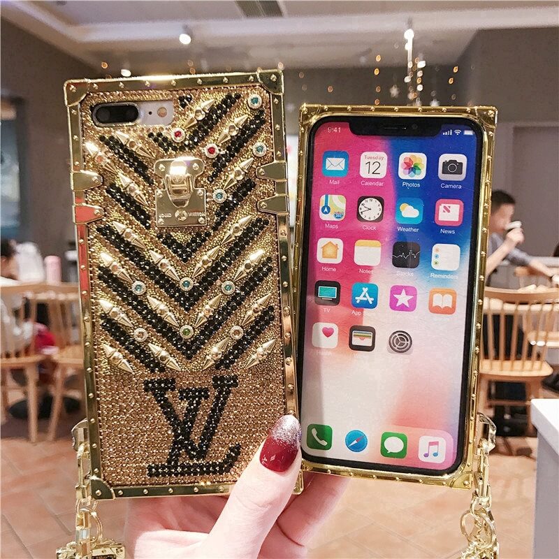 iPhone Luxury Diamond Bling Golden Trunk Phone Case freeshipping - Frato