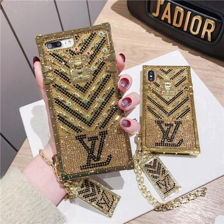 iPhone Luxury Diamond Bling Golden Trunk Phone Case freeshipping - Frato