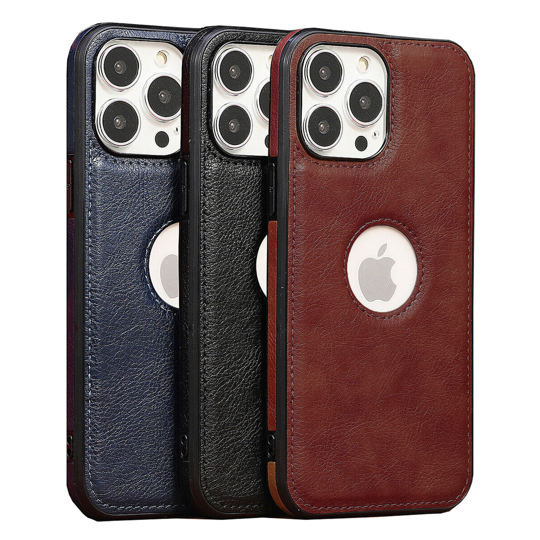 iPhone Luxury Full Leather Logo Cut Back Cover