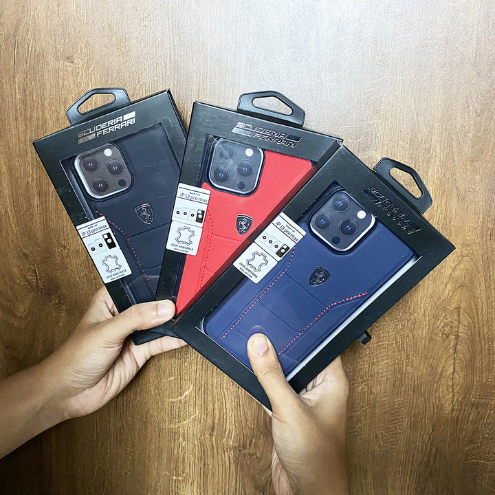iPhone Ferrari Sports Car Logo Side Stitch Leather Cover Blue