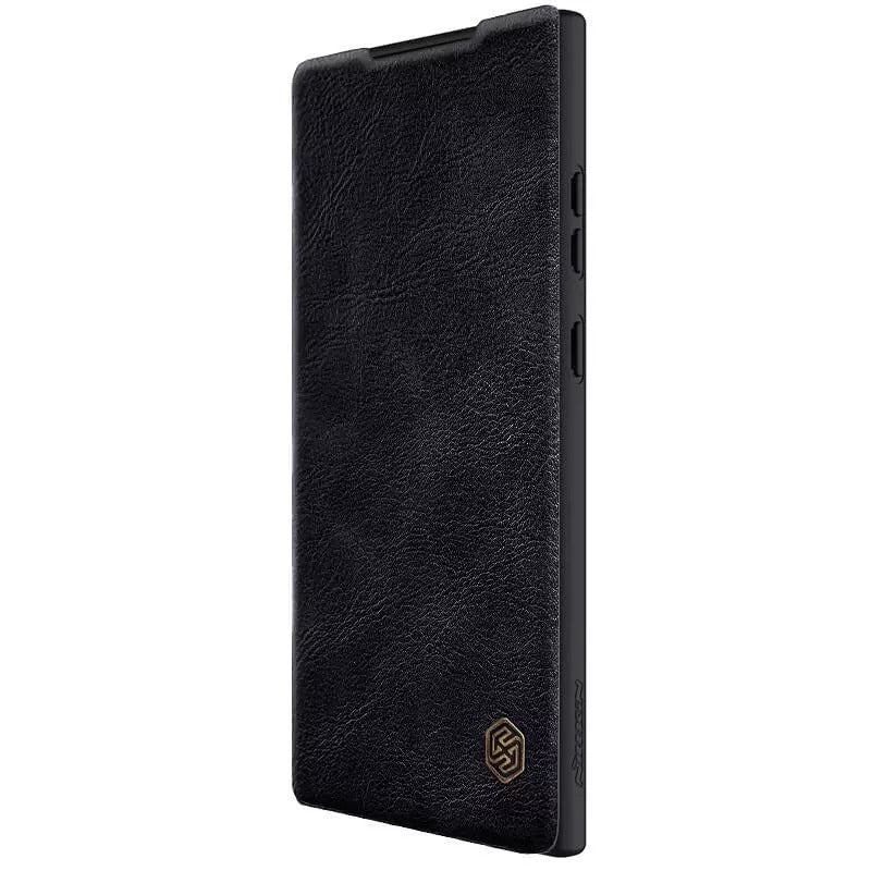 Samsung S23 Ultra Camera Protection QIN Leather Flip Case Black