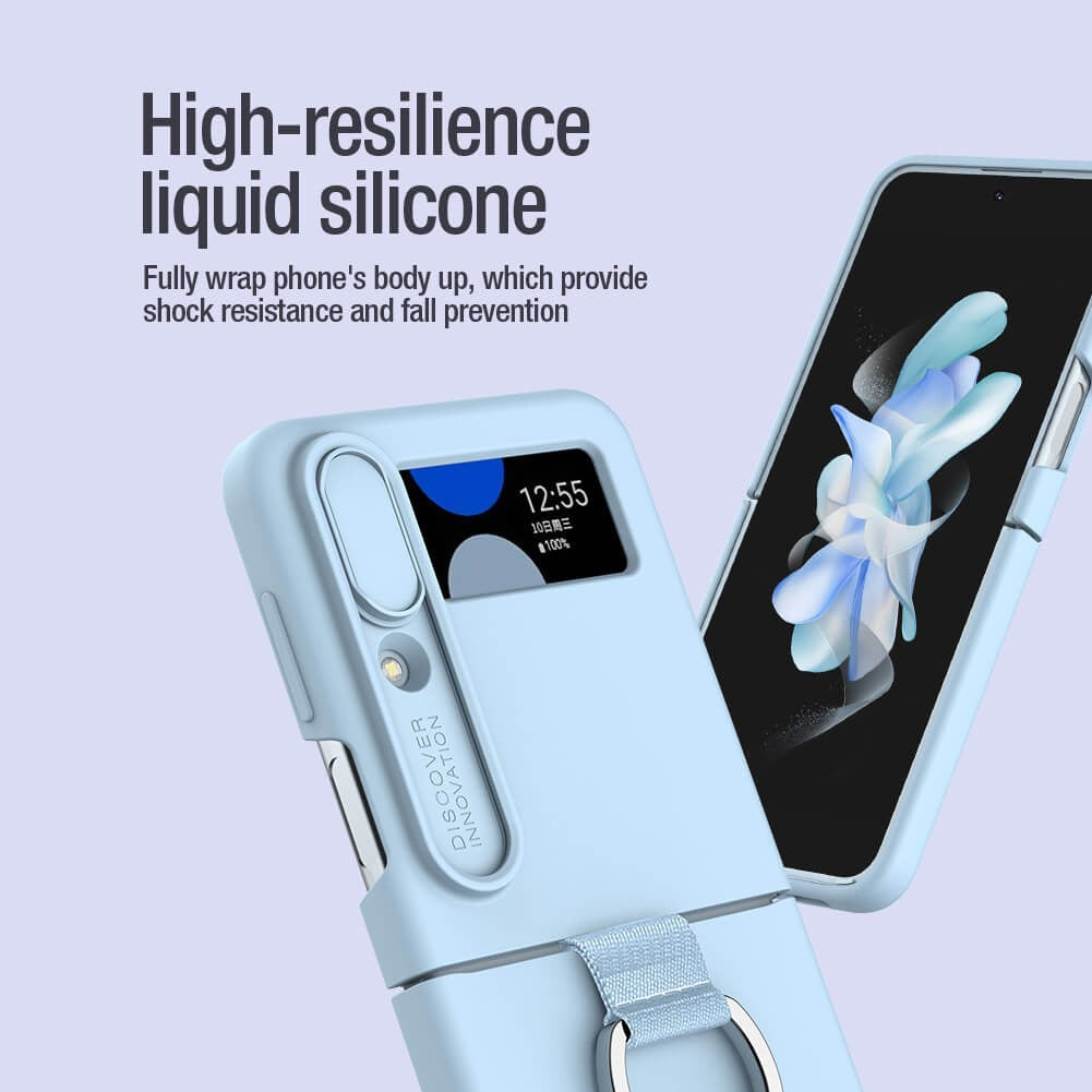 Nillkin Samsung Galaxy Z Flip4 5G (Z Flip 4 5G) CamShield Silky silicon Cover ( Light Peach )