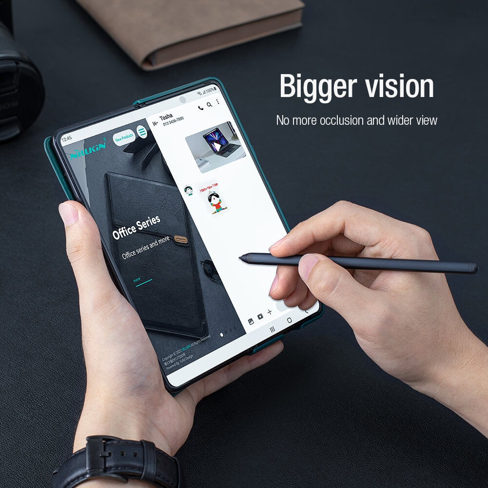 Nillkin Samsung Galaxy Z Fold 5 5G Qin Pro Leather Flip Cover ( Brown )
