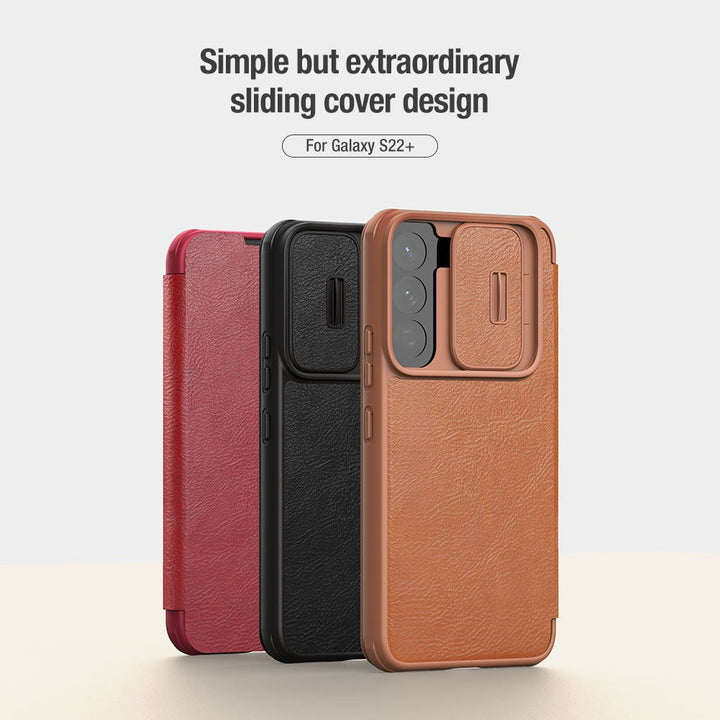 Galaxy S22 Series Camera Protection QIN Leather Flip Case