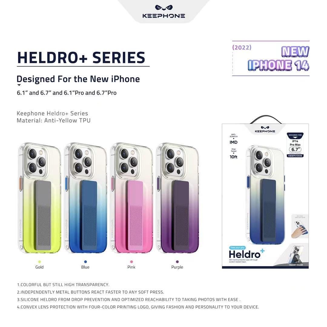 iPhone 14 Series Heldro Elastic Grip Band Shockproof Case Cover