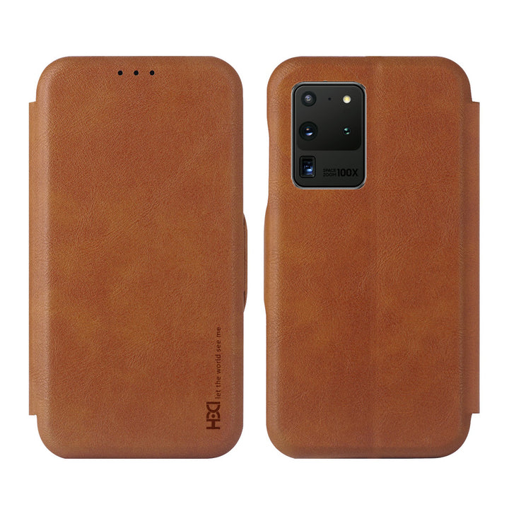 Shell Style Leather Samsung S-Series flip Cover With Card Holder