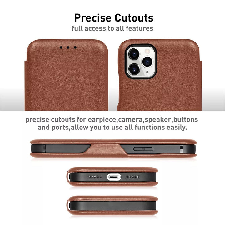Premium iPhone PU Leather Flip Cover