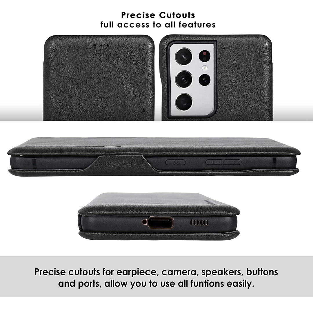 Premium Samsung S Series PU Leather Flip Cover Black