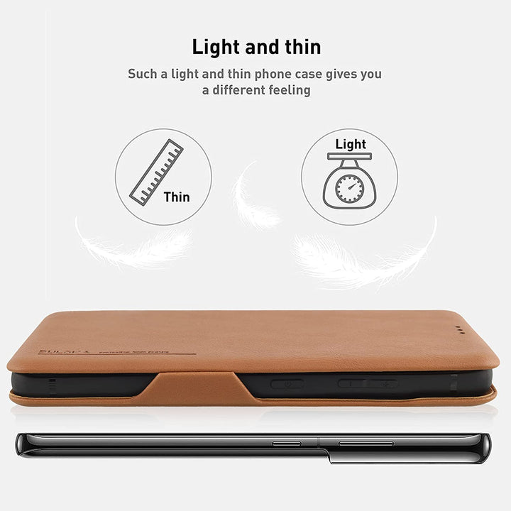 Premium Samsung S Series PU Leather Flip Cover Brown
