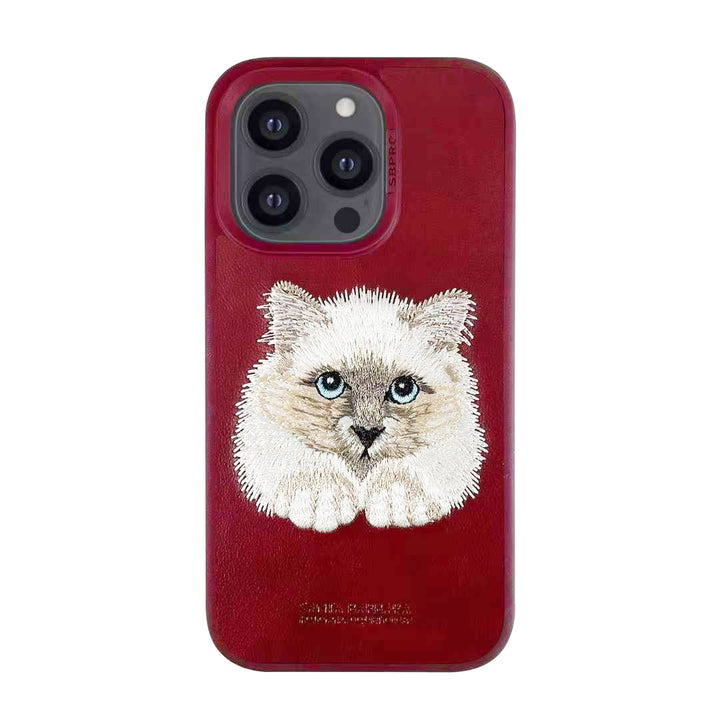 iPhone Luxury Santa Barbara Leather Savana Series Cat Back Cover