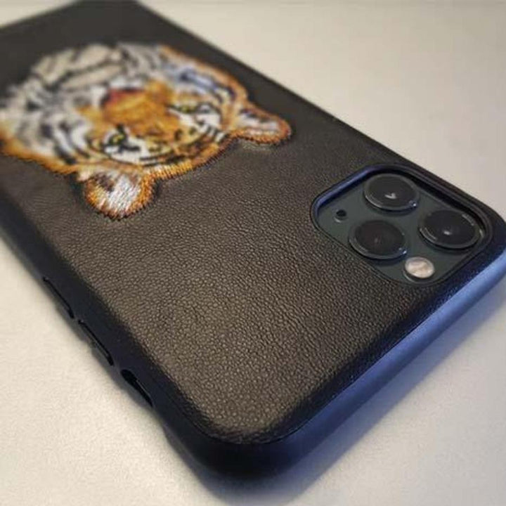 iPhone Luxury Santa Barbara Leather Savana Series Tiger Back Cover freeshipping - Frato