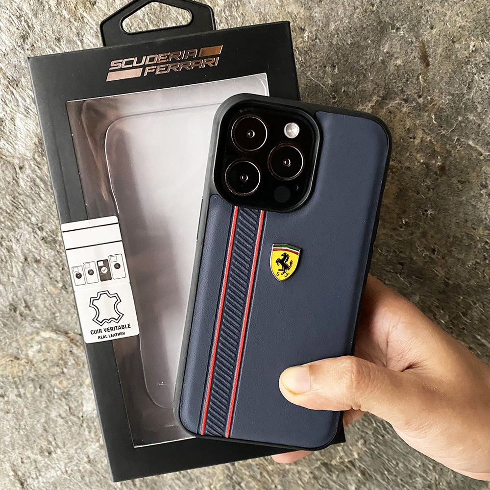 iPhone Ferrari Side Stripe Leather Cover