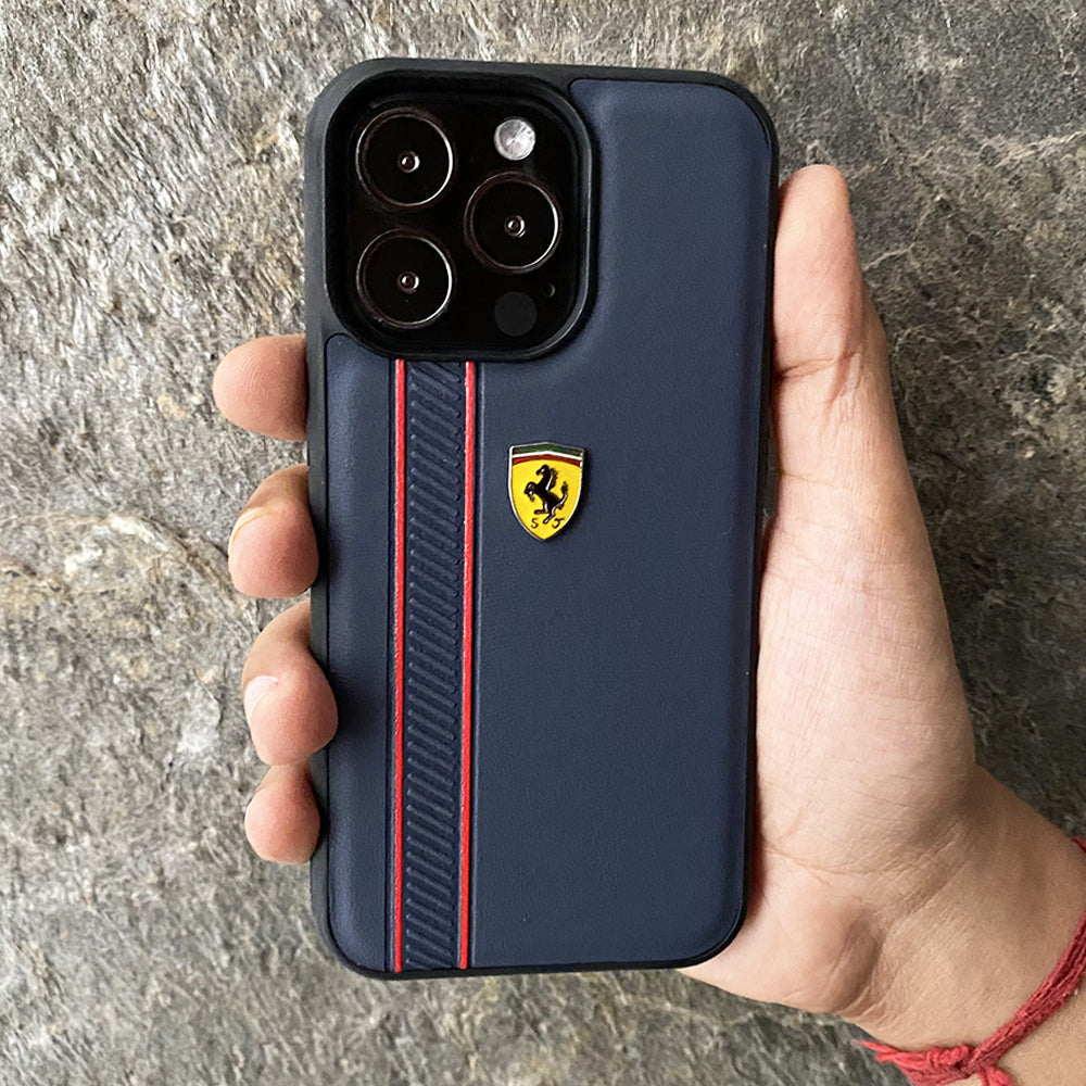 iPhone Ferrari Side Stripe Leather Cover