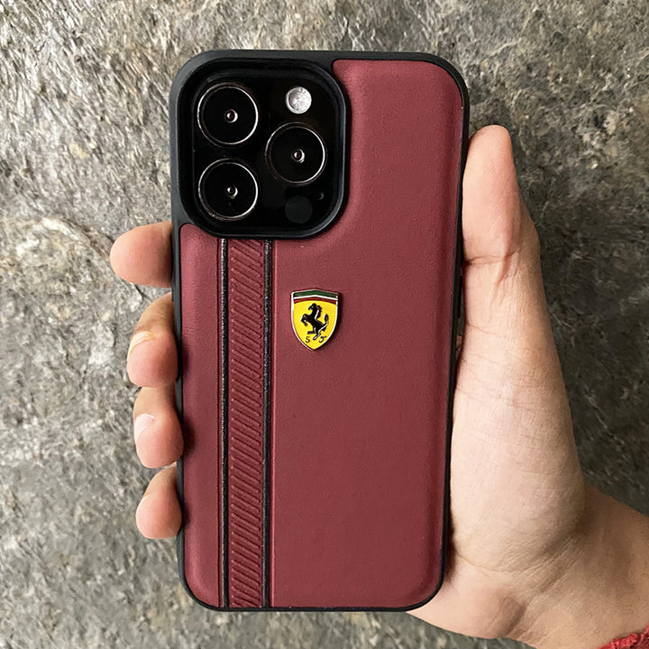 iPhone Ferrari Side Stripe Leather Cover