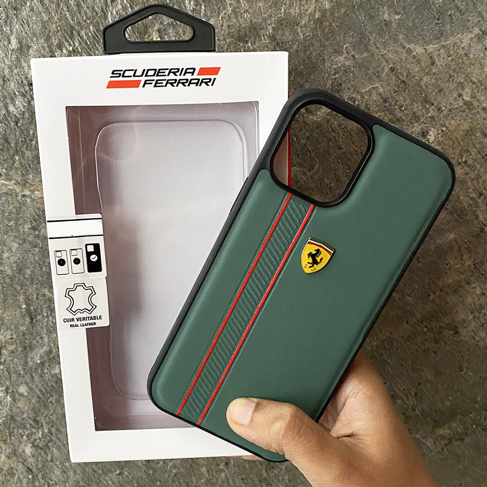 iPhone Ferrari Stripe Leather Sports Car Logo Case Cover