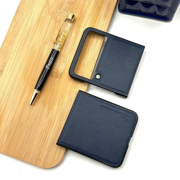 FRATO Flip 4 Collection Blue Samsung Z Flip 4 PU Leather Stitch Design Case Cover