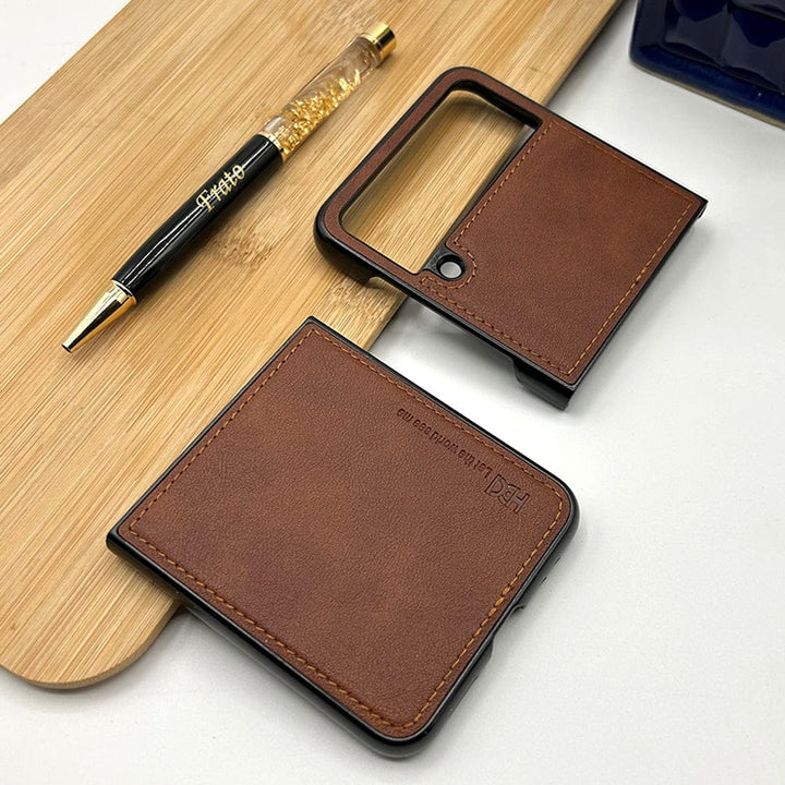 FRATO Flip 4 Collection Samsung Z Flip 4 PU Leather Stitch Design Case Cover