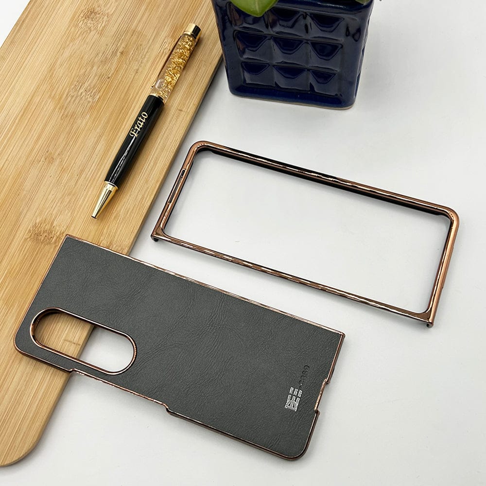 FRATO Fold 4 Collections Azure Samsung Z Fold 4 PU Leather Chrome Plated Side Case Cover