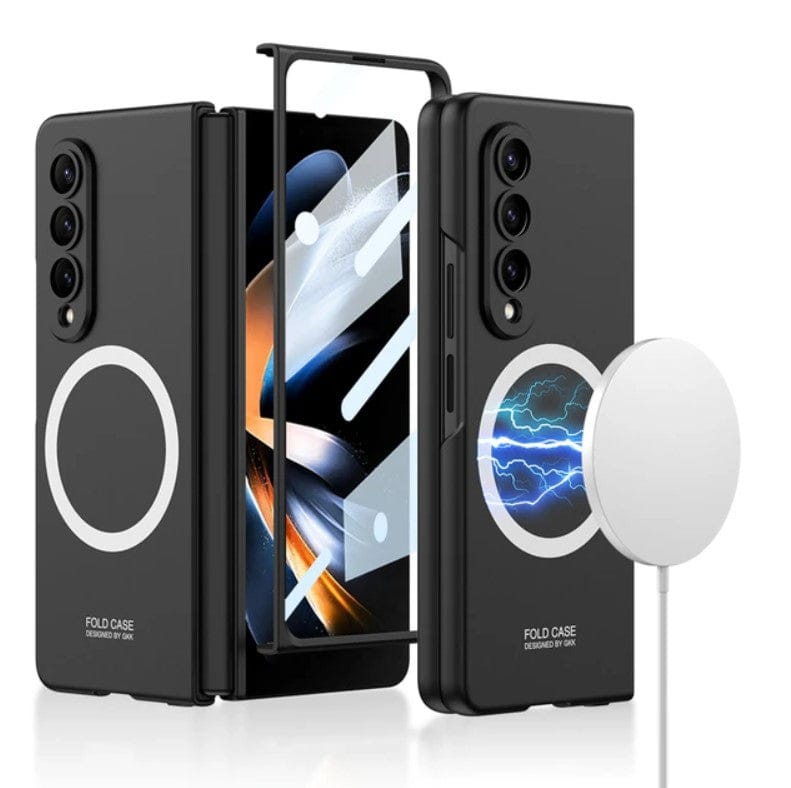 FRATO Fold 4 Collections Black Samsung Galaxy Z Fold 4 Ultra Thin Magsafe Wireless Charging Matte And Glass Case