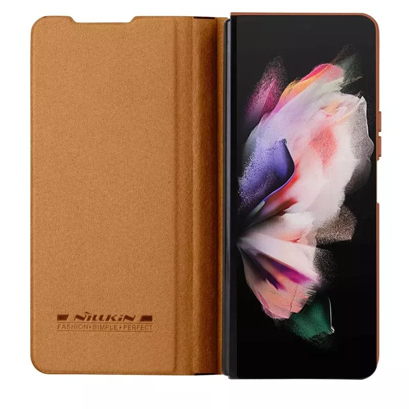 FRATO Fold 4 Collections Nillkin Samsung Galaxy Z Fold 4 5G Qin Pro Leather Flip Cover ( Brown )