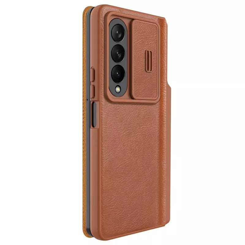 FRATO Fold 4 Collections Nillkin Samsung Galaxy Z Fold 4 5G Qin Pro Leather Flip Cover ( Brown )