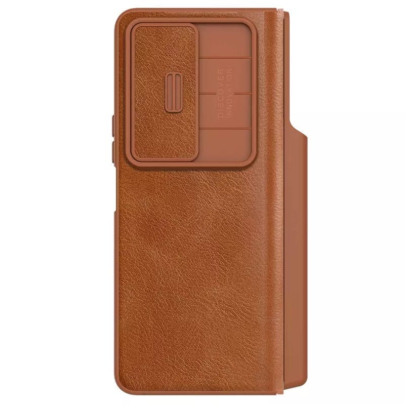 FRATO Fold 4 Collections Nillkin Samsung Galaxy Z Fold 4 5G Qin Pro Leather Flip Cover ( Brown )