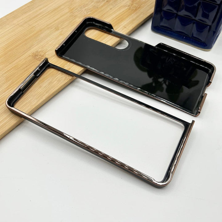 FRATO Fold 4 Collections Samsung Z Fold 4 PU Leather Chrome Plated Side Case Cover