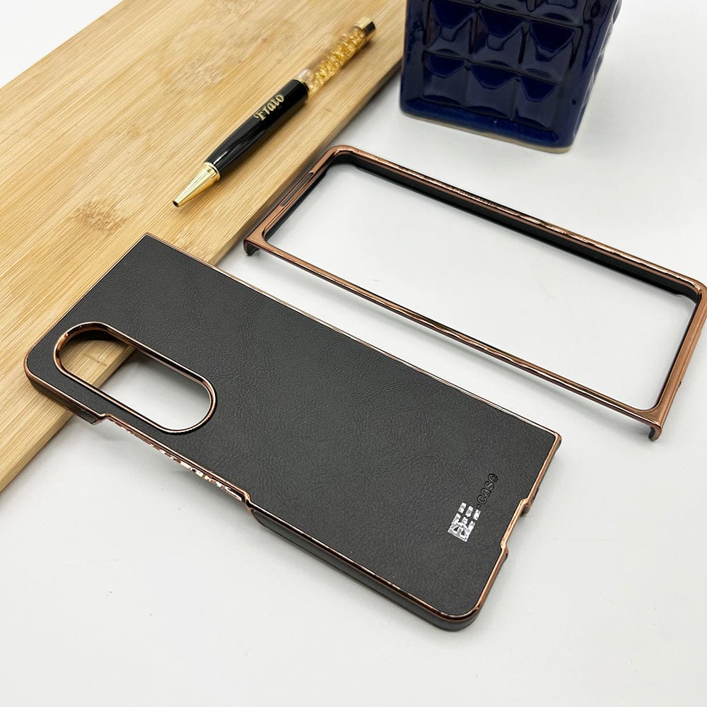 FRATO Fold 4 Collections Samsung Z Fold 4 PU Leather Chrome Plated Side Case Cover