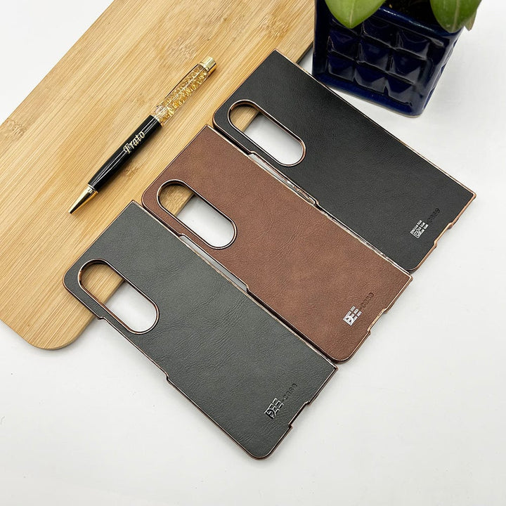 FRATO Fold 4 Collections Samsung Z Fold 4 PU Leather Chrome Plated Side Case Cover