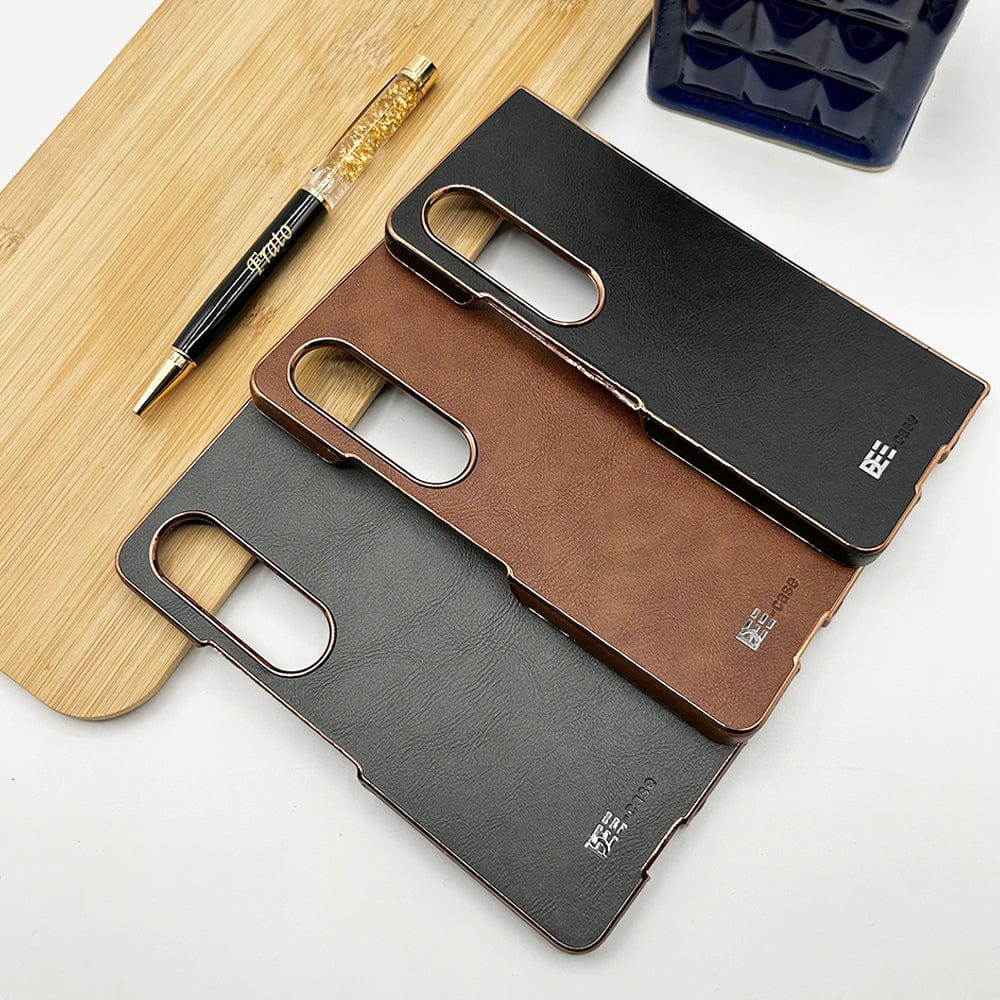 FRATO Fold 4 Collections Samsung Z Fold 4 PU Leather Chrome Plated Side Case Cover