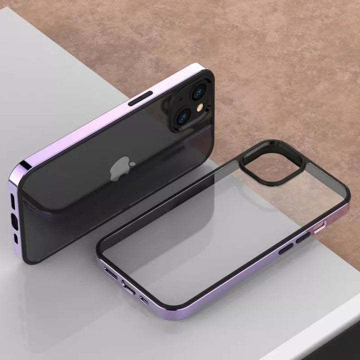 FRATO iPhone Trending iPhone 14 Pro Max / Purple iPhone Chrome Plating Bumper Clear Case