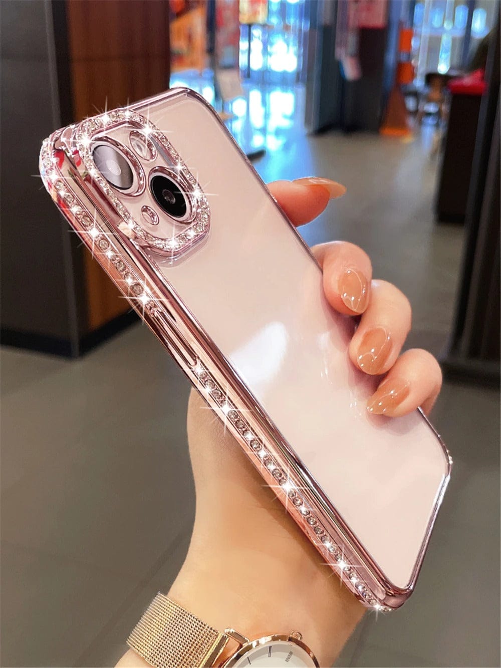 FRATO iPhone Trending iPhone 14 Pro Max / Rose Gold iPhone Side Diamond Chrome Case