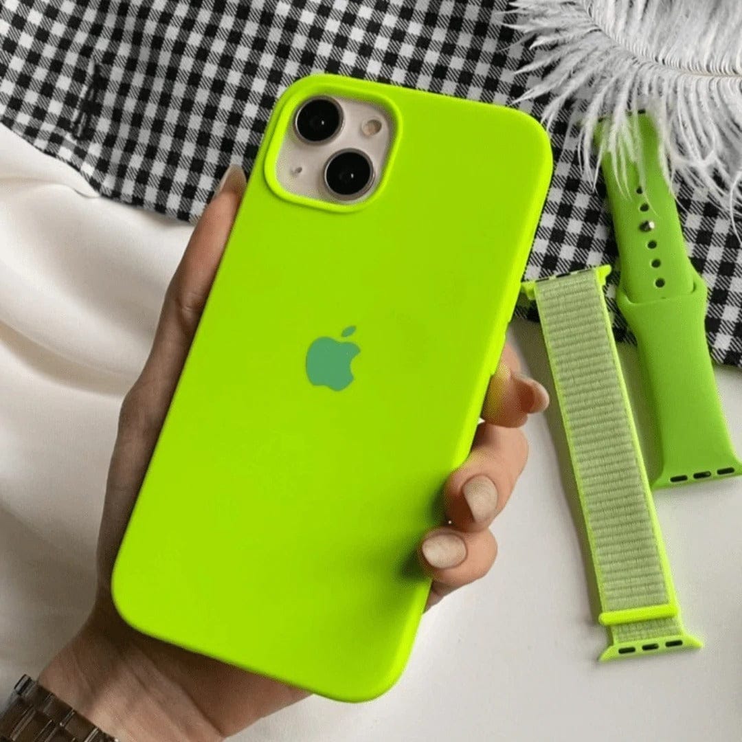FRATO iPhone Trending iPhone 15 Plus iPhone Silicone Case Cover ( Neon Green )