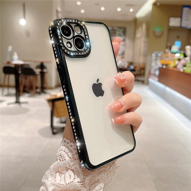 FRATO iPhone Trending iPhone 15 Pro Max / Black iPhone Side Diamond Chrome Case