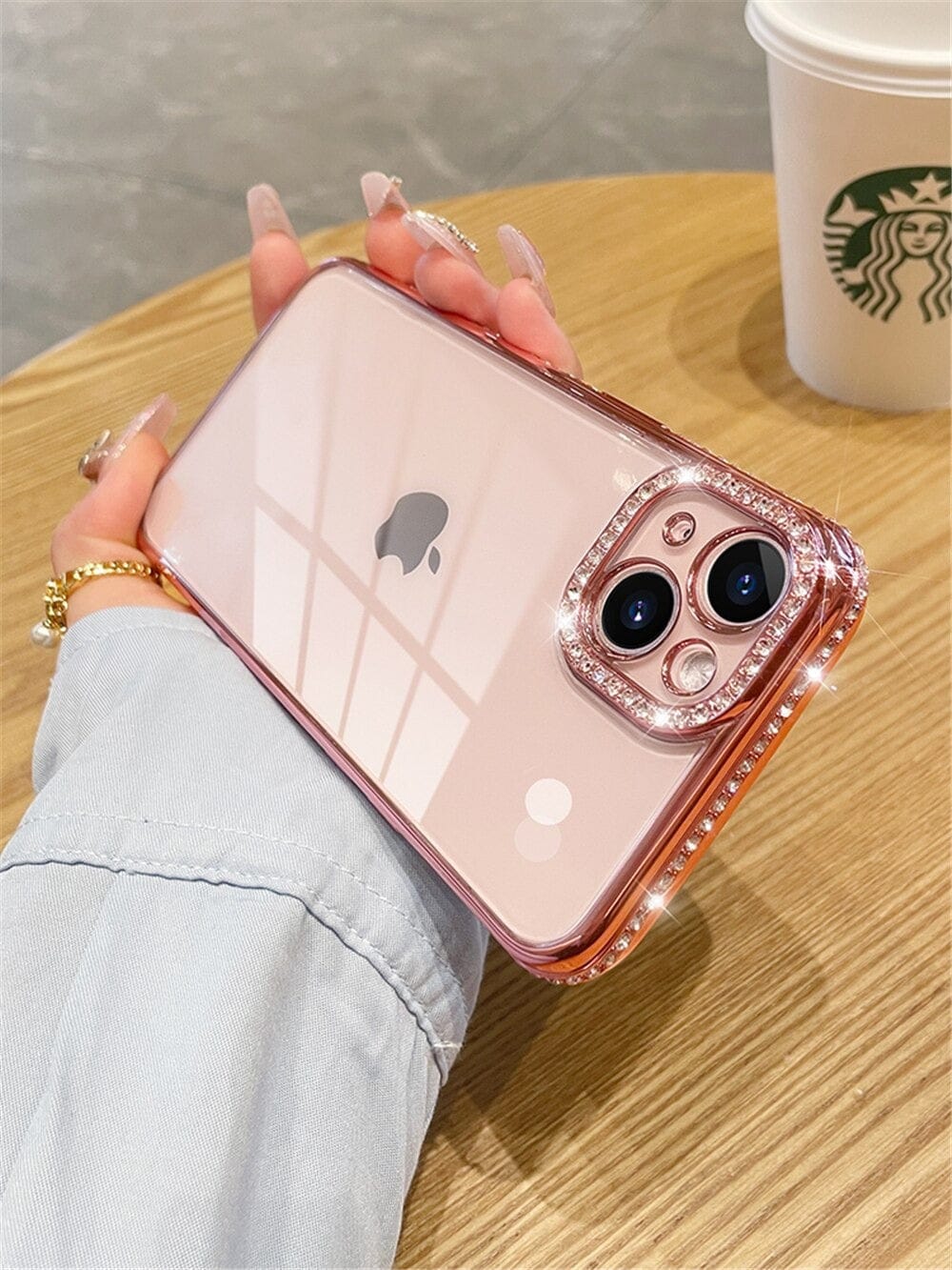 FRATO iPhone Trending iPhone 15 Pro Max / Rose Gold iPhone Side Diamond Chrome Case