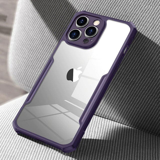 FRATO iPhone Trending iPhone Shockproof Airbags Bumper Transparent Back Cover ( Deep Purple )