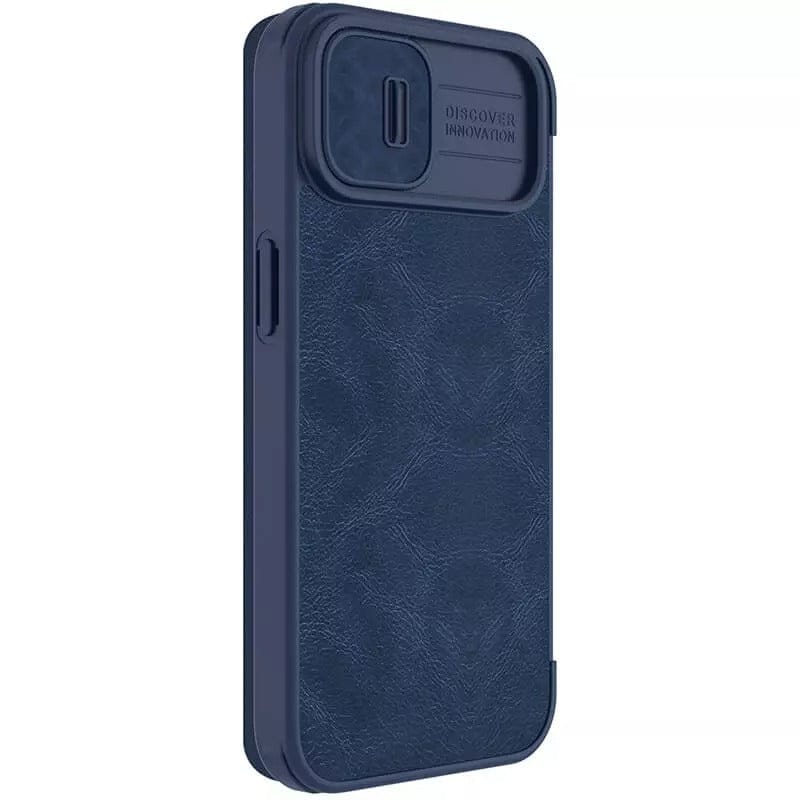 FRATO luxury Case iPhone 14 Camera Protection QIN Leather Flip Case Blue
