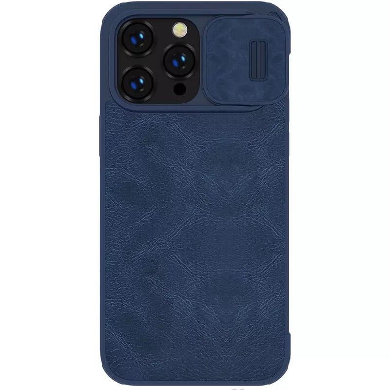 FRATO luxury Case iPhone 14 Pro Camera Protection QIN Leather Flip Case Blue