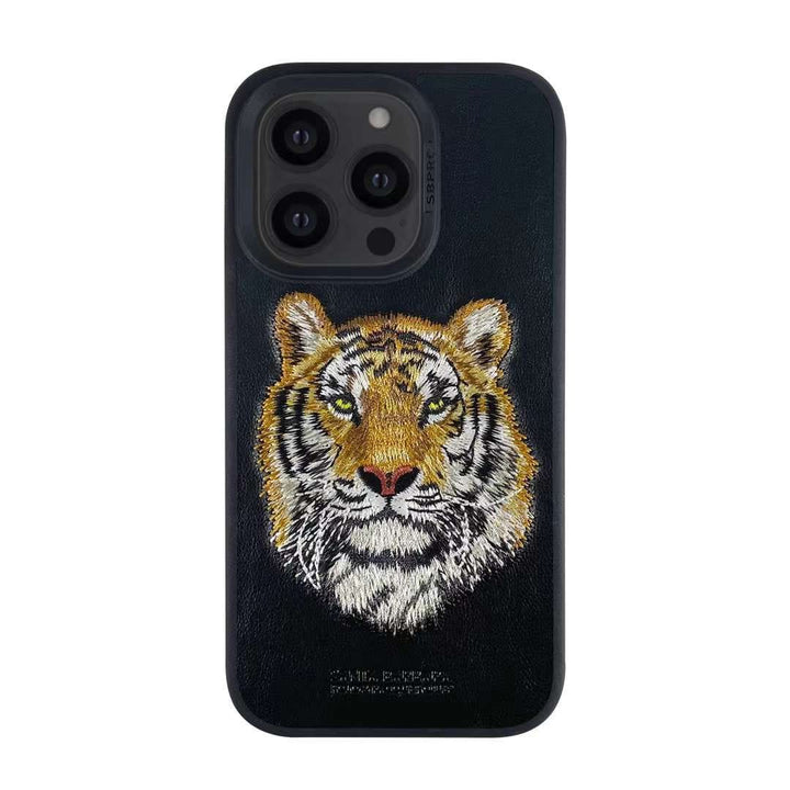FRATO luxury Case iPhone Luxury Santa Barbara Leather Savana Series Tiger Back Cover