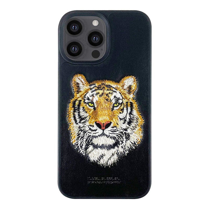 FRATO luxury Case iPhone Luxury Santa Barbara Leather Savana Series Tiger Back Cover