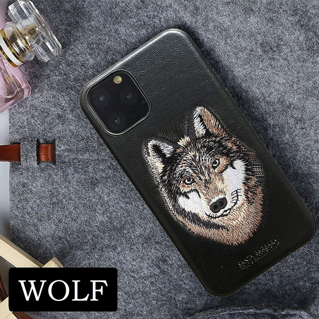 FRATO luxury Case iPhone Luxury Santa Barbara Leather Savana Series Wolf Back Cover