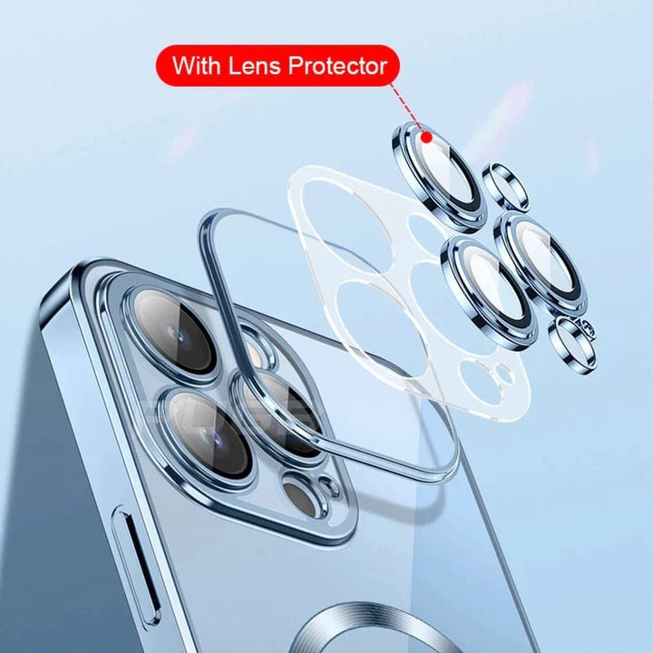 FRATO luxury Case iPhone Magsafe Transparent iPhone Purple Case With Lens Protector