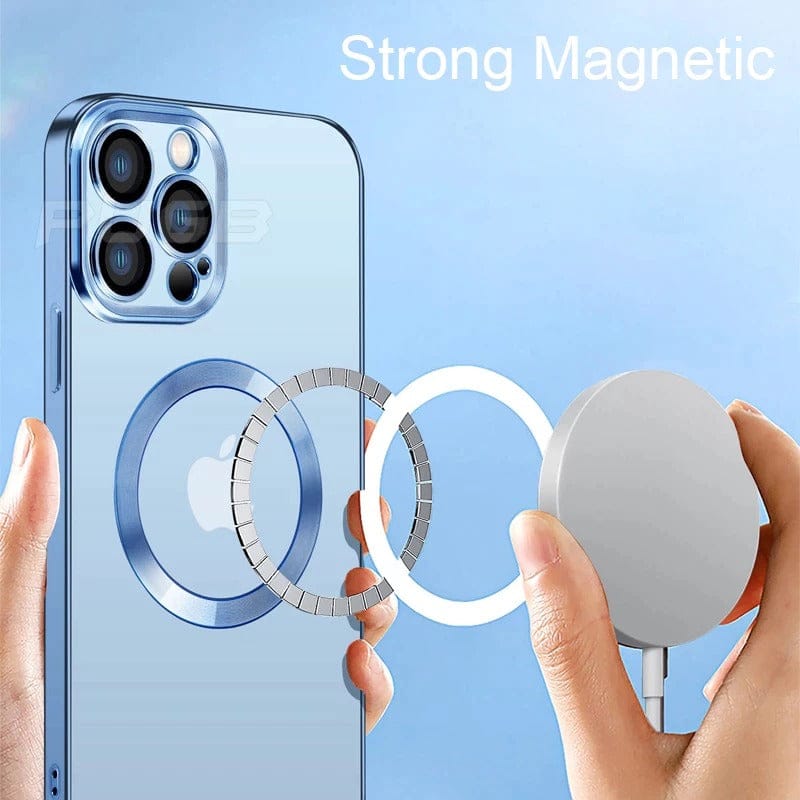 FRATO luxury Case iPhone Magsafe Transparent iPhone Purple Case With Lens Protector