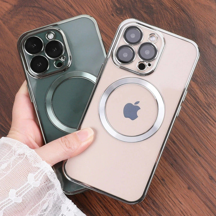 FRATO luxury Case iPhone Magsafe Transparent iPhone Purple Case With Lens Protector