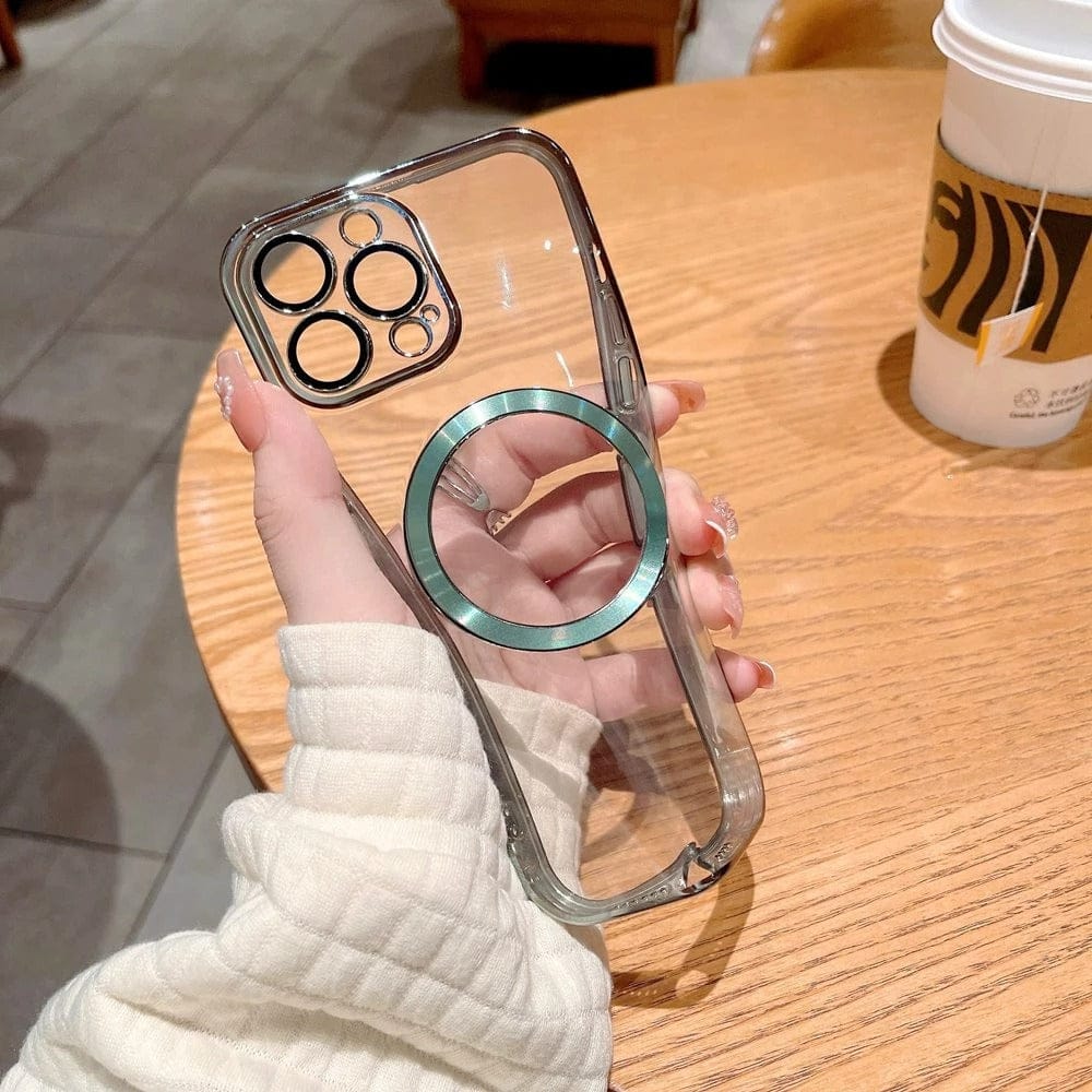 FRATO luxury Case iPhone Magsafe Transparent iPhone Purple Case With Lens Protector